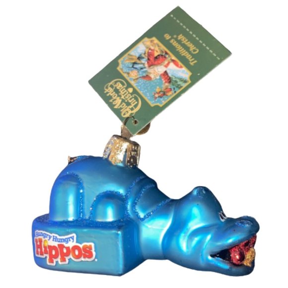 Old World Christmas Hungry Hungry Hippos Blown Glass Ornament - Picture 1 of 3